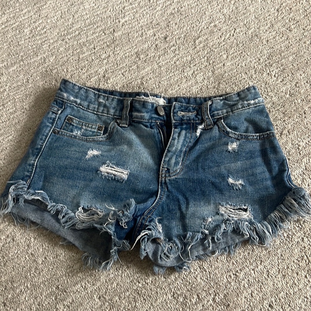 Free People distressed denim shorts